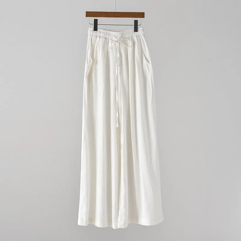 Women Cotton Linen Wide Leg Pants