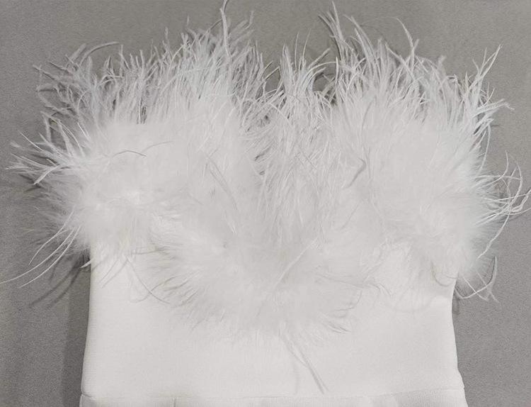 High-end Trendy Niche Designer Evening Dress Autumn And Winter Women's Clothing Trend Ostrich Hair Gowns Bandage Dress Women