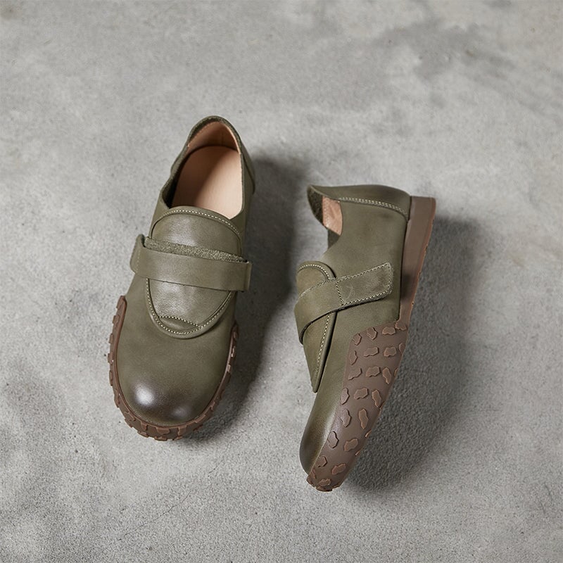 Women's Casual Slip On Loafers Shoes Touch-strap Flats Maxct