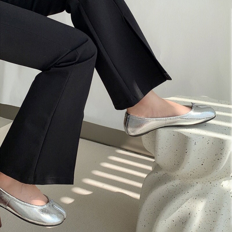 Women's Calf Casual Flats Split Toe Loafers Light Brown/Khaki/Silver/Beige/Black Maxct - Image 5