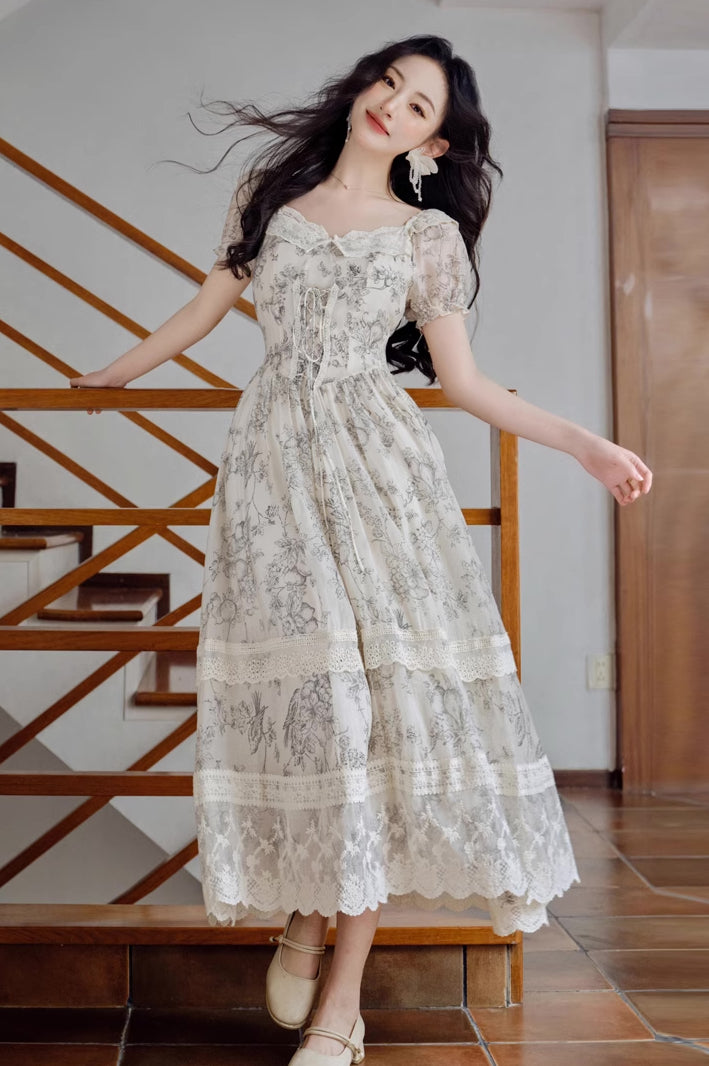 Porcelain Sketch Midi Dress Maxct