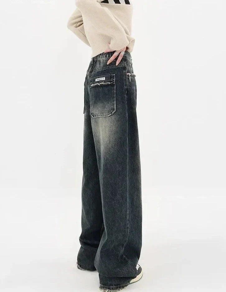 High Waist Wide Leg Denim Trousers for Women Maxct - Image 4
