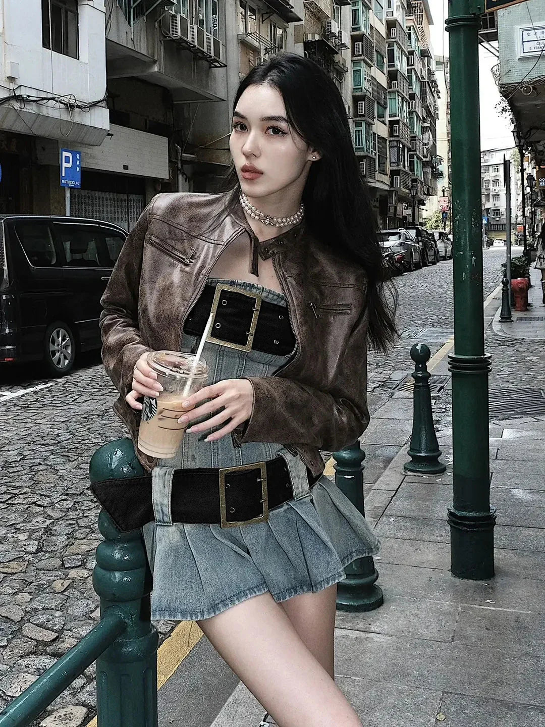 Vintage Y2k Strapless Denim Dress Bodycon Korean Kpop Belt Pleated Mini Dress 2000s Streetwear Maxct