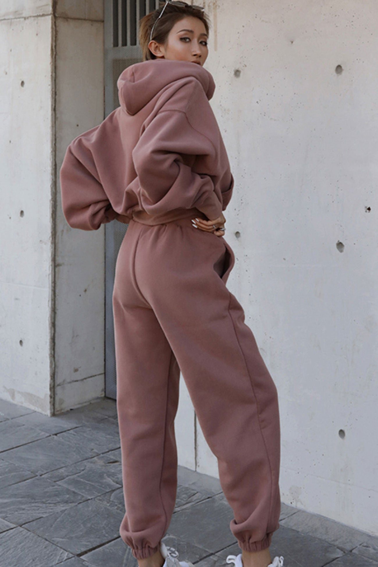 Maxct Drawstring Hoodie Crop Top & Jogger Pants
