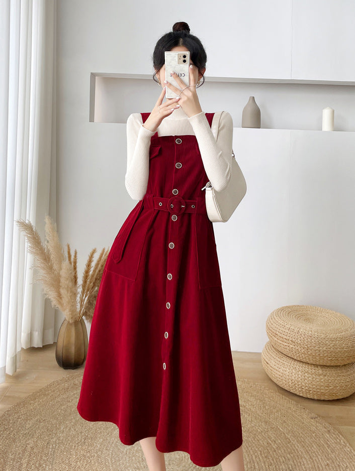 Corduroy Button Up Midi Dress Maxct