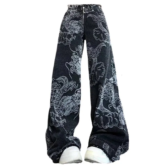 Japanese Dragon Aesthetic Jeans Maxct