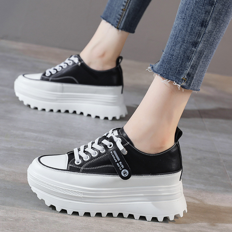 Platform Leather Sneaker Pumps for Women - true-deals-club