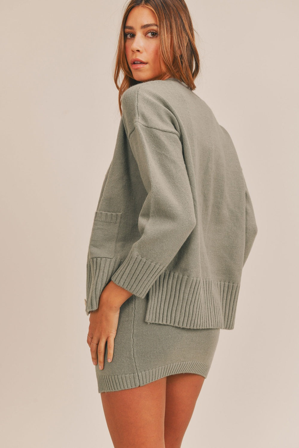 Maxct &MABLE 3 Pieces Sweater Set with Crop Cami, Mini Skirt, Cardigan