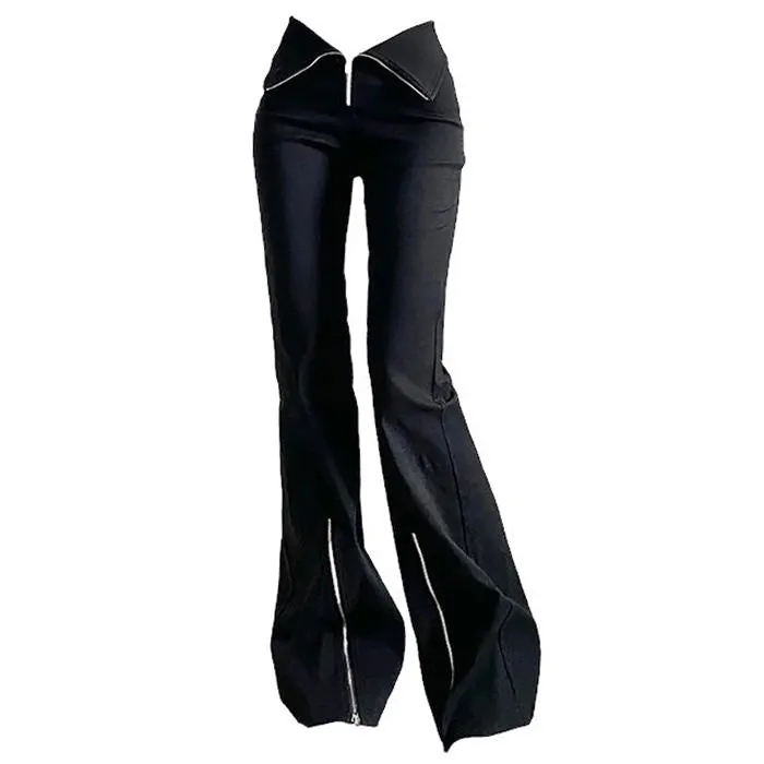 Grunge Zip Up Flared Pants Maxct