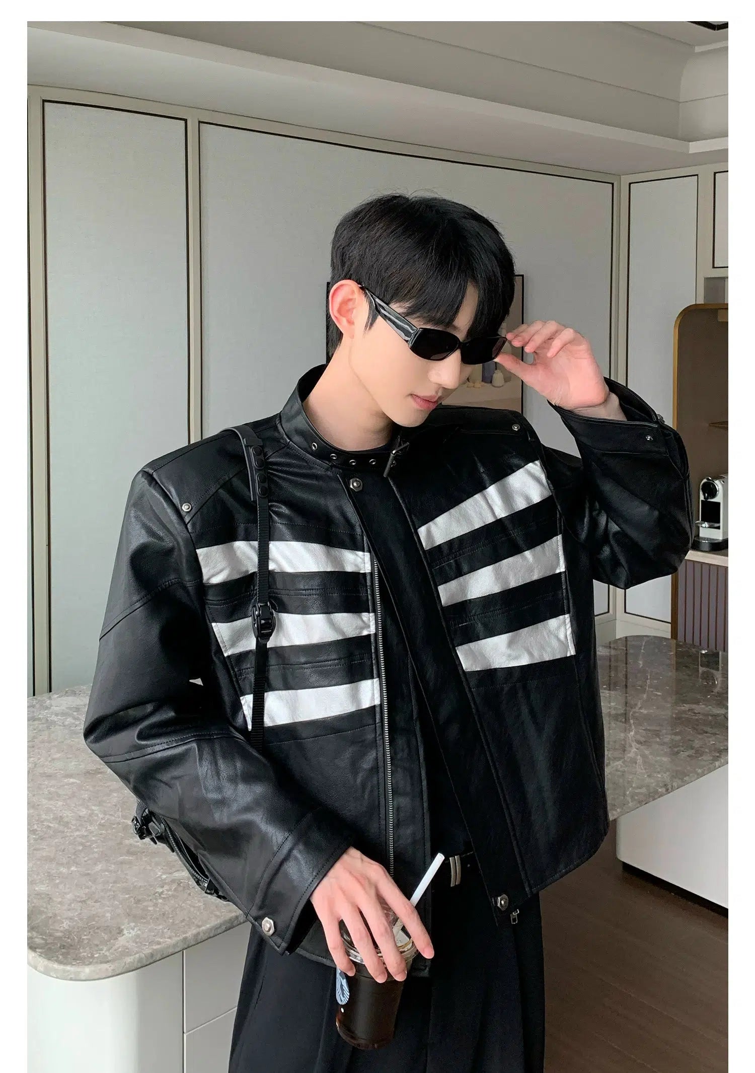 Maxct Motorcycle Shoulder Pad PU Leather Jacket