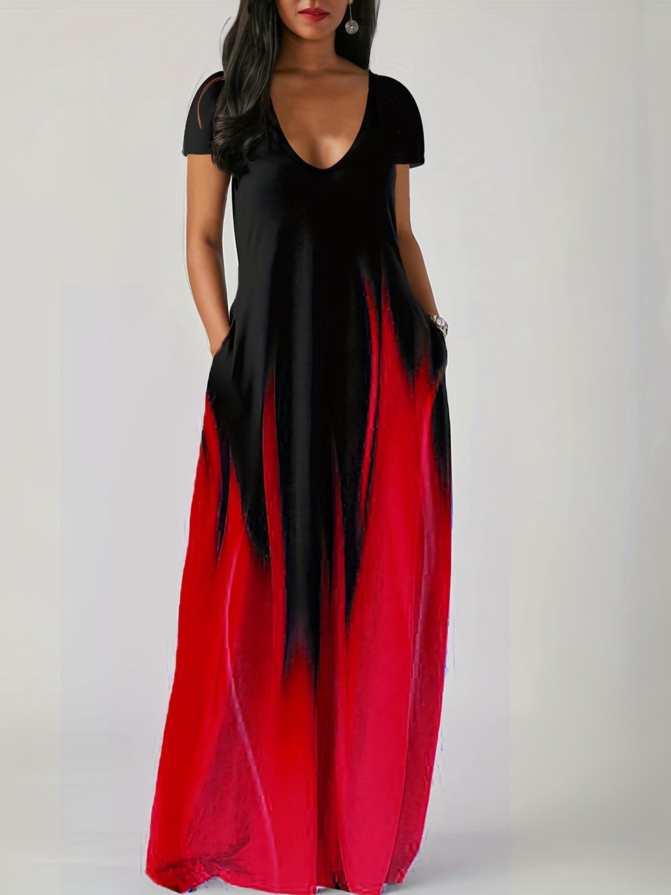 Maxct Maxct Summer Loose Print Casual Sexy Women's Dress Long Skirt Pocket Long Style Even