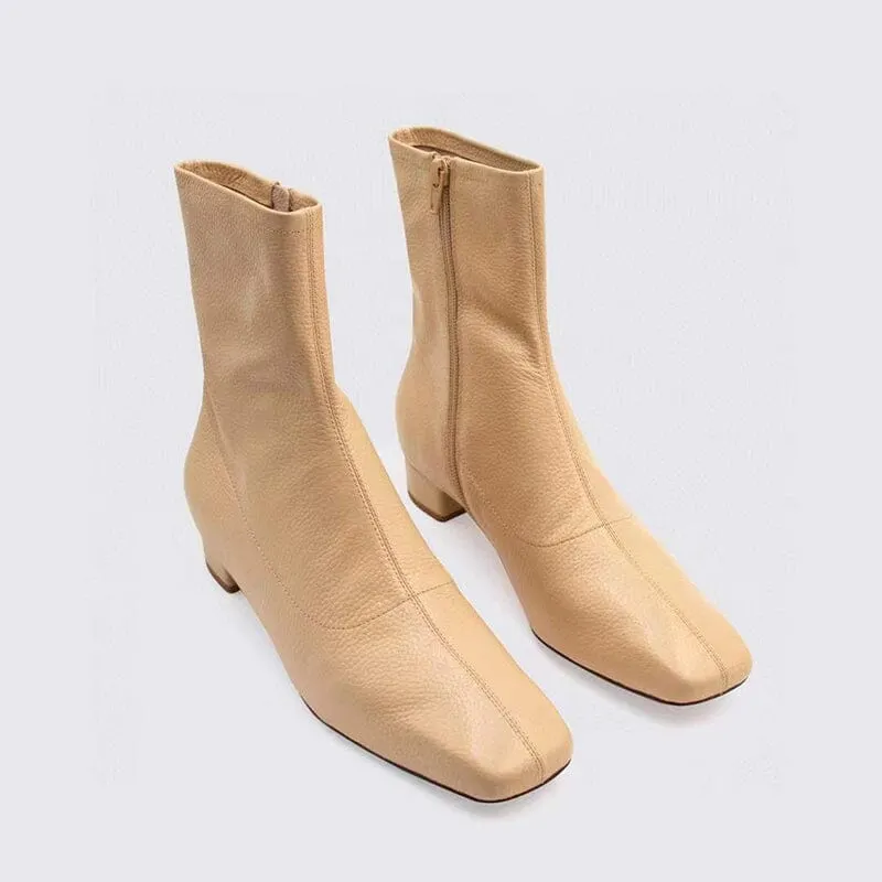 Squared Toe Sock Boots Yellow/Beige/Black/Coffee Maxct