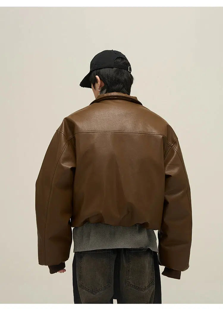 Maxct Full Zip Short Leather Jacket