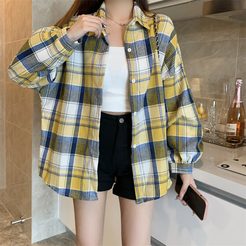 Maxct Vintage Plaid Oversized Loose Blouse