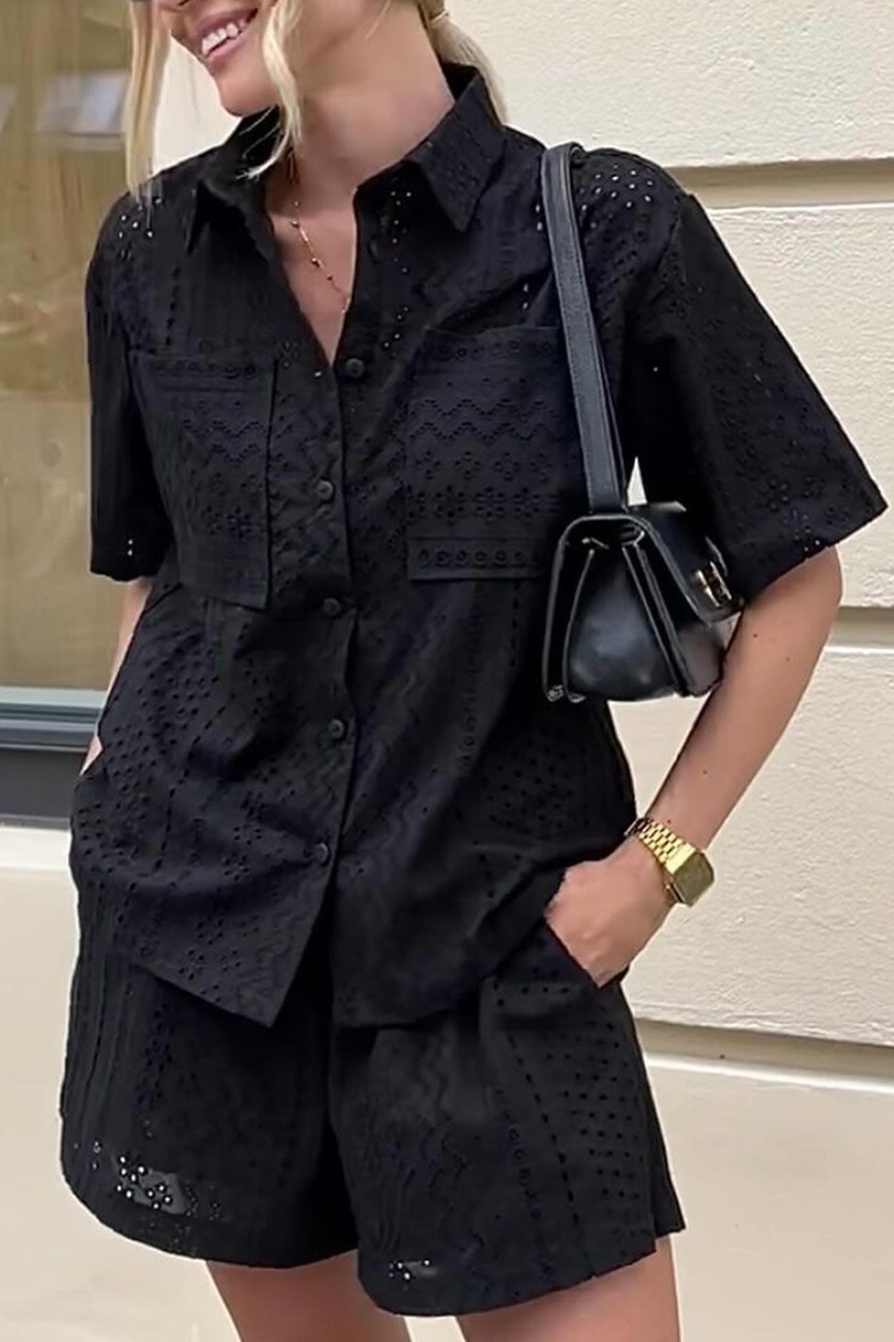 Maxct Jacquard Hollow Out Shirt Suits
