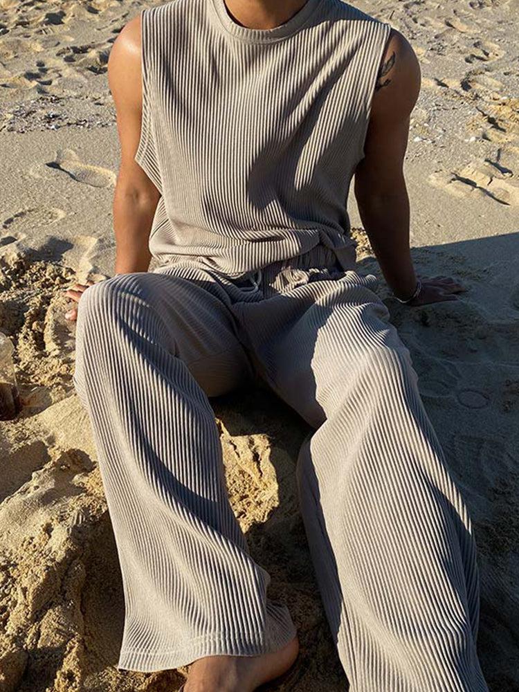 Maxct Pleated Stripe Top & Shorts