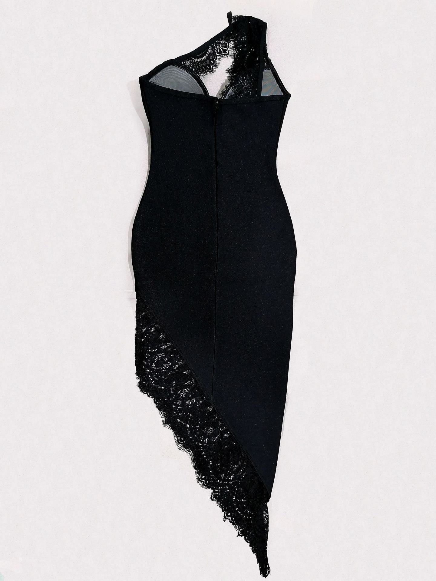 Maxct Export Women's Gothic Style American Hot Girl Black Lace Stitching Bandage Dress Spring Women's High-end Feeling