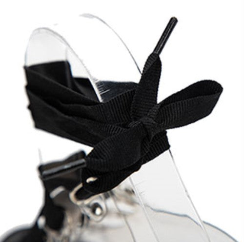 Square-Heeled PVC Transparent Cross-Tied Sandals Maxct