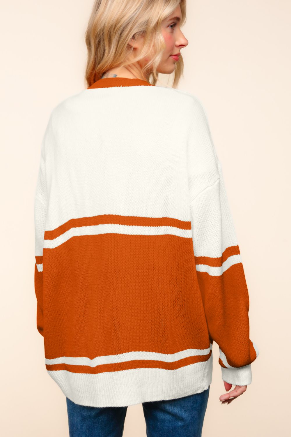 Maxct &Haptics Full Size V Neck Button Down Letter Patch Cardigan