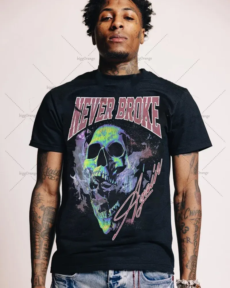 European and American trendy brand new clothing printed oversized T-shirt men Y2K high street hip-hop loose casual short-sleeved