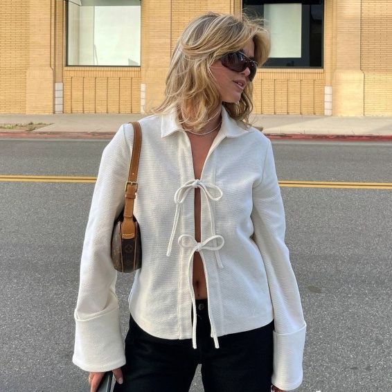 Maxct classy outfits men Spring Lace-up Cardigan Single-Wear Women's Sexy Small Coat