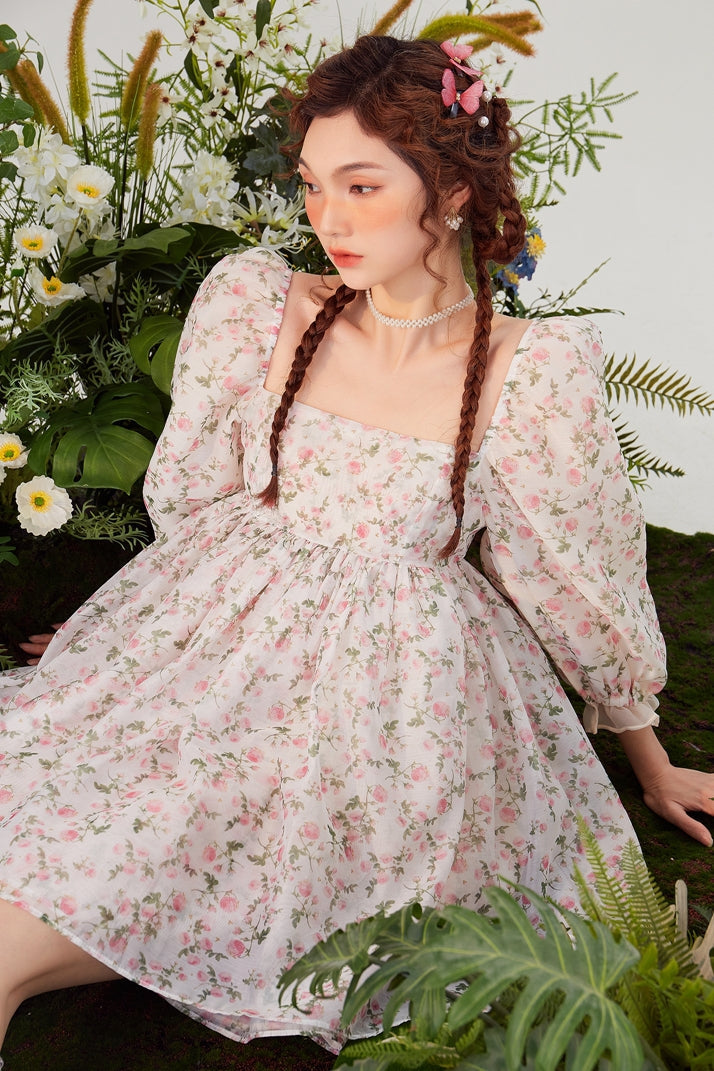 Rose Tea Reversible Mini Puff Dress Maxct