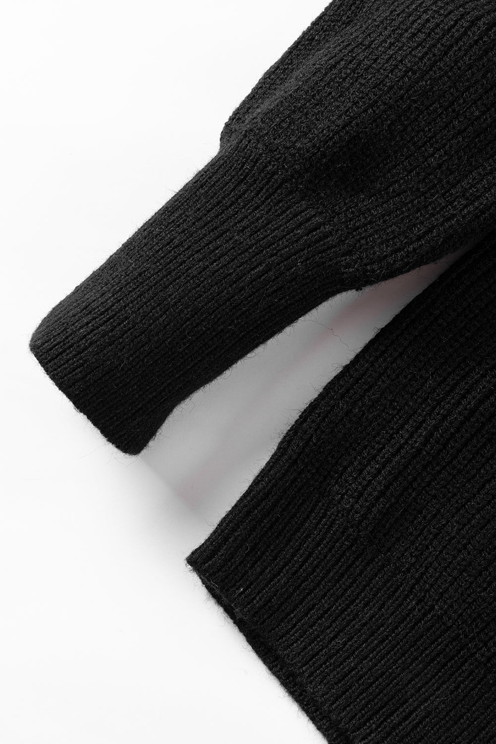 Maxct &Solid Color Notched Long Sleeve Sweater