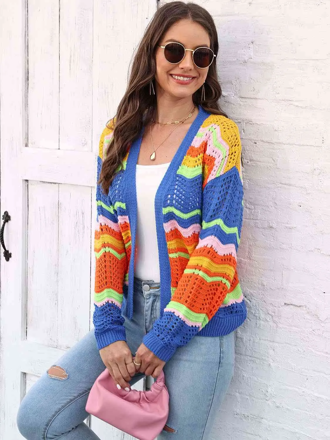 Maxct &Open Front Openwork Cardigan
