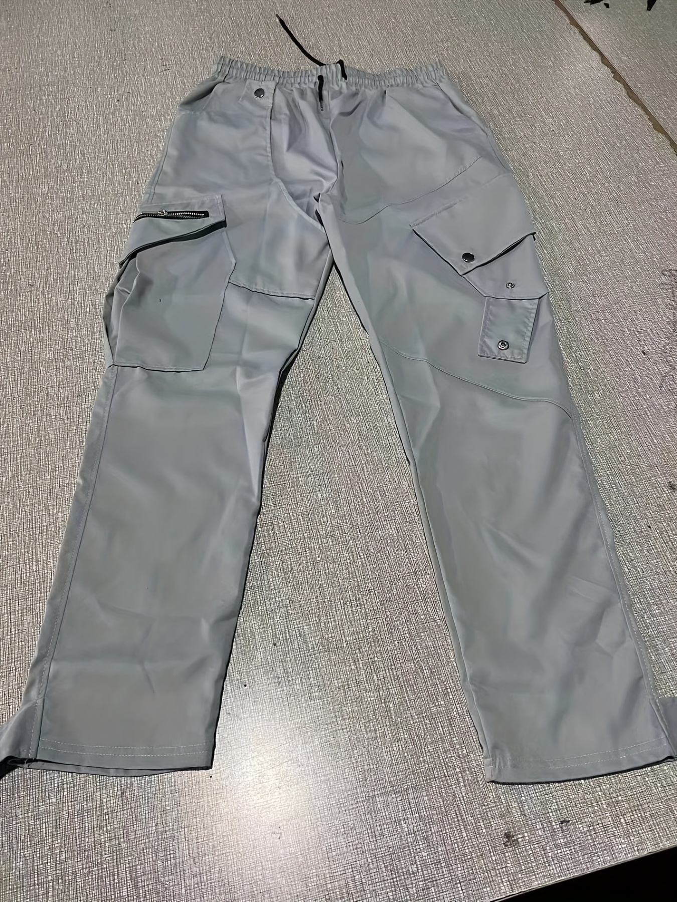 Men's Drawstring Cargo Pants, Zip Pocket Slim Fit Trendy Outdoor Pants, Mens Work Pants, Tactical Pants