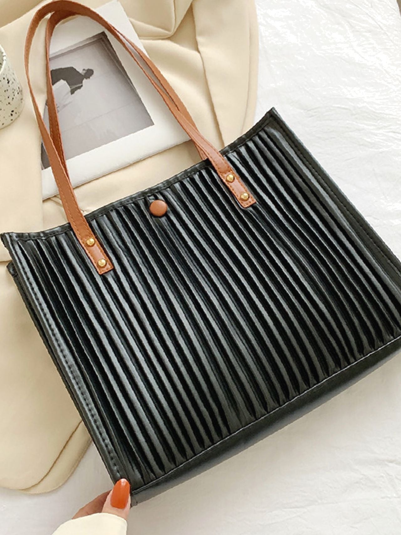 Maxct - Vertical Striped Shoulder Tote Bag  - Women Tote Bags