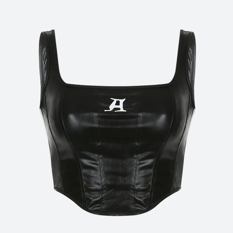 Maxct &Grunge Faux Leather Crop Corset Top