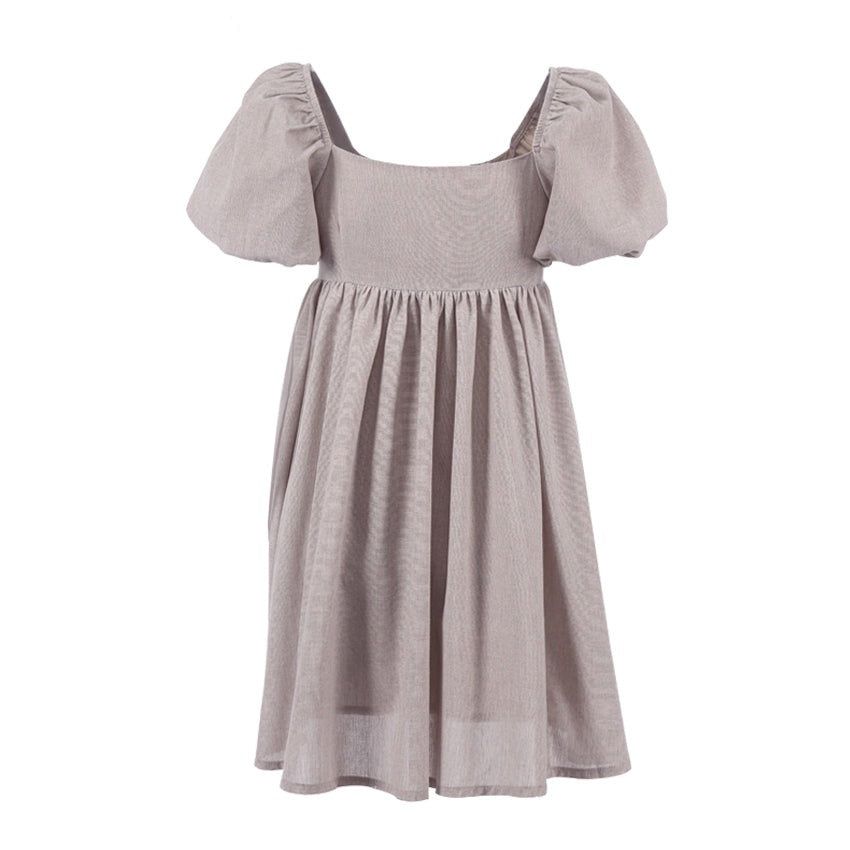 Tampa Puff Sleeve High Waist Linen Mini Dress Maxct