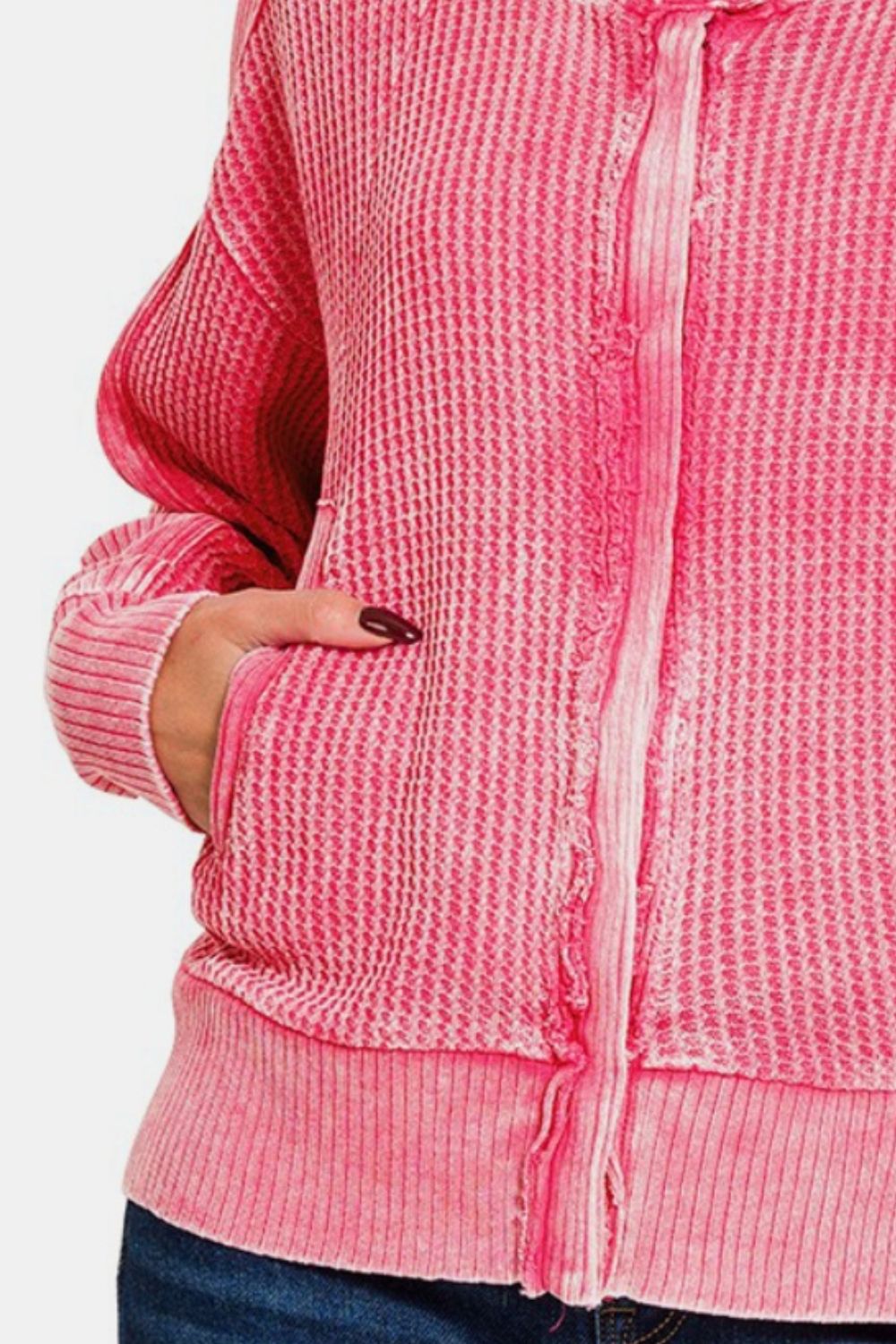 Maxct &Zenana Washed Zip Up Hooded Jacket