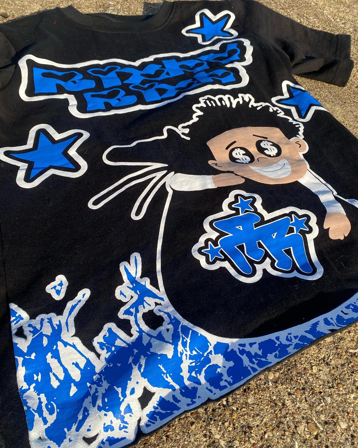 American cartoon letter pattern printed oversized round T-shirt men's Y2K street hip-hop versatile loose short-sleeved top