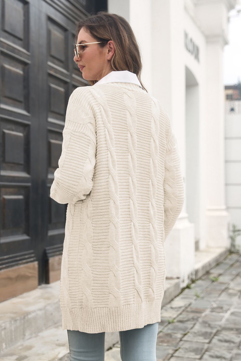 Maxct &Open Front Cable-Knit Cardigan