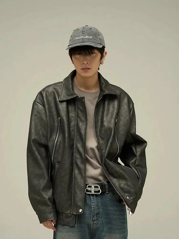 Maxct Retro Casual PU Leather Jacket