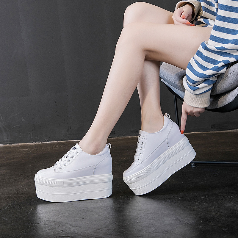 12cm Leather Vulcanized Shoes for Women - true-deals-club