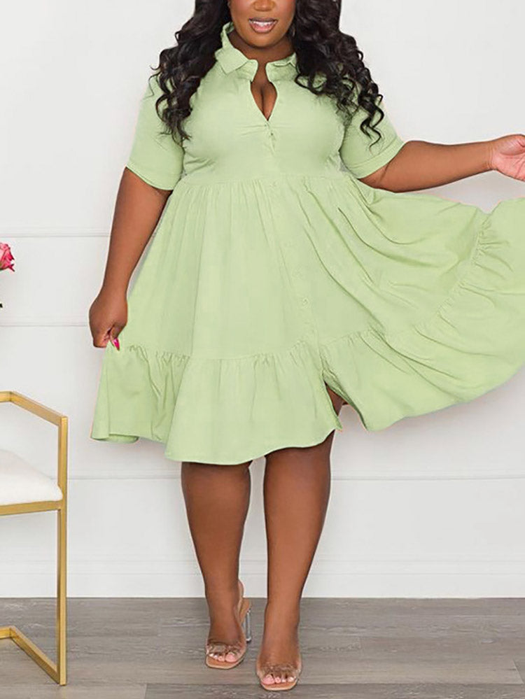 Casual Solid Button Shirt Dresses Maxct