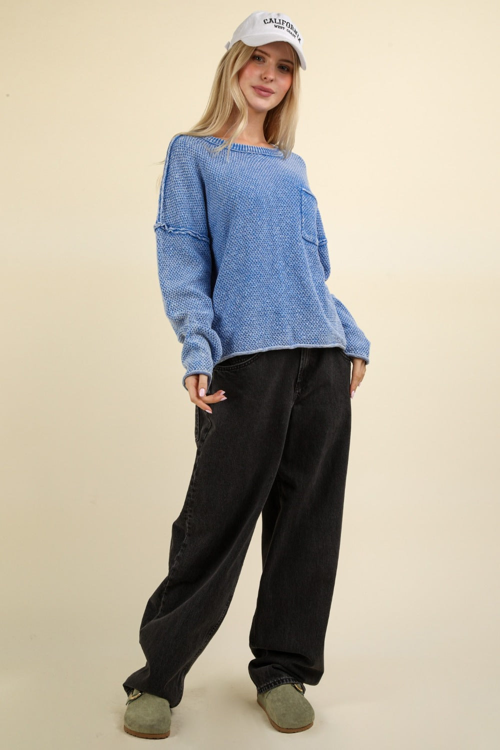 Maxct &VERY J Mineral Washed Exposed Seam Sweater