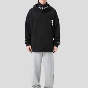 JKCPP Loose Fleece Black Hoodie for Men Maxct