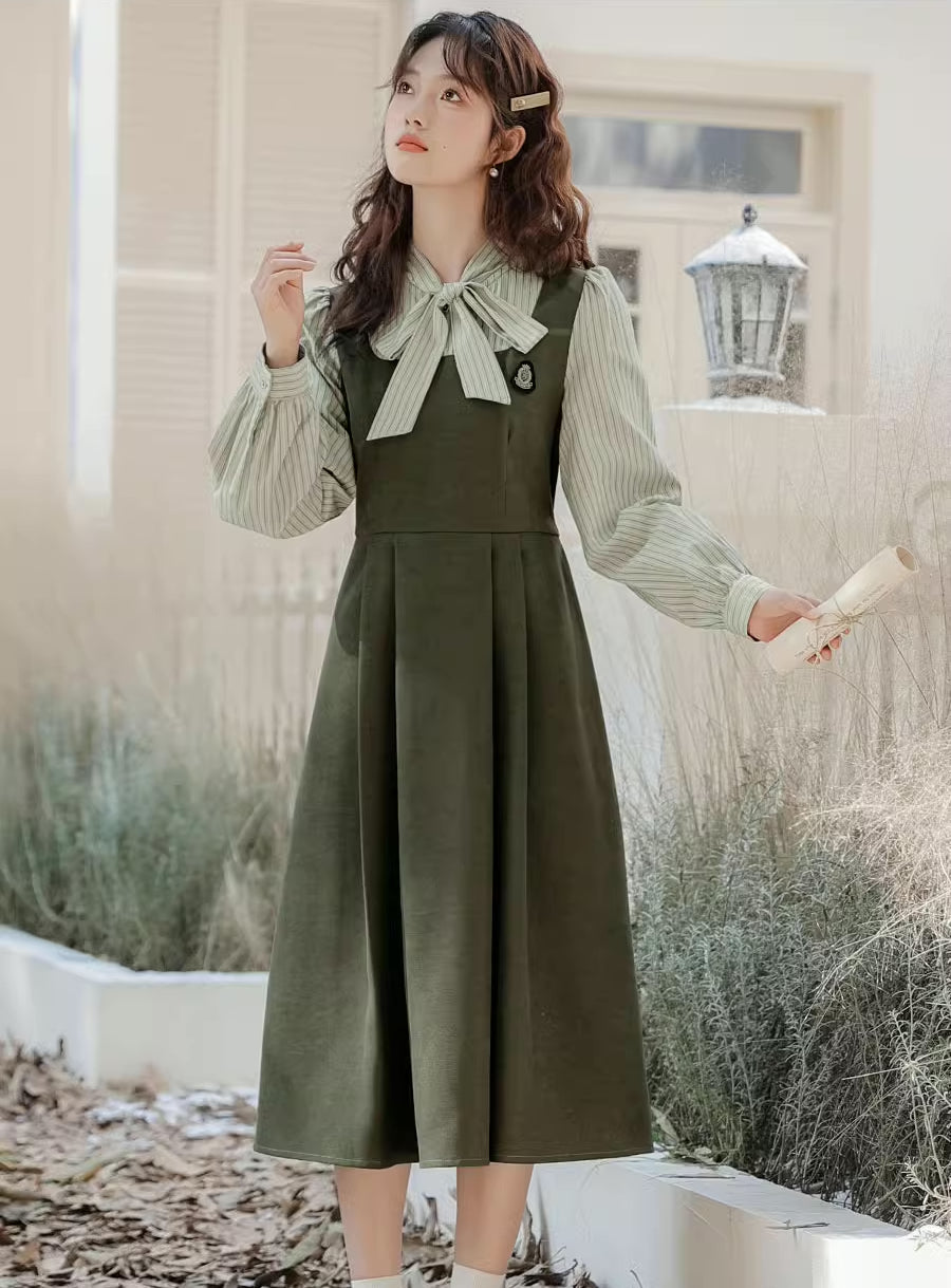 Stripe Academia Twofer Midi Dress Maxct