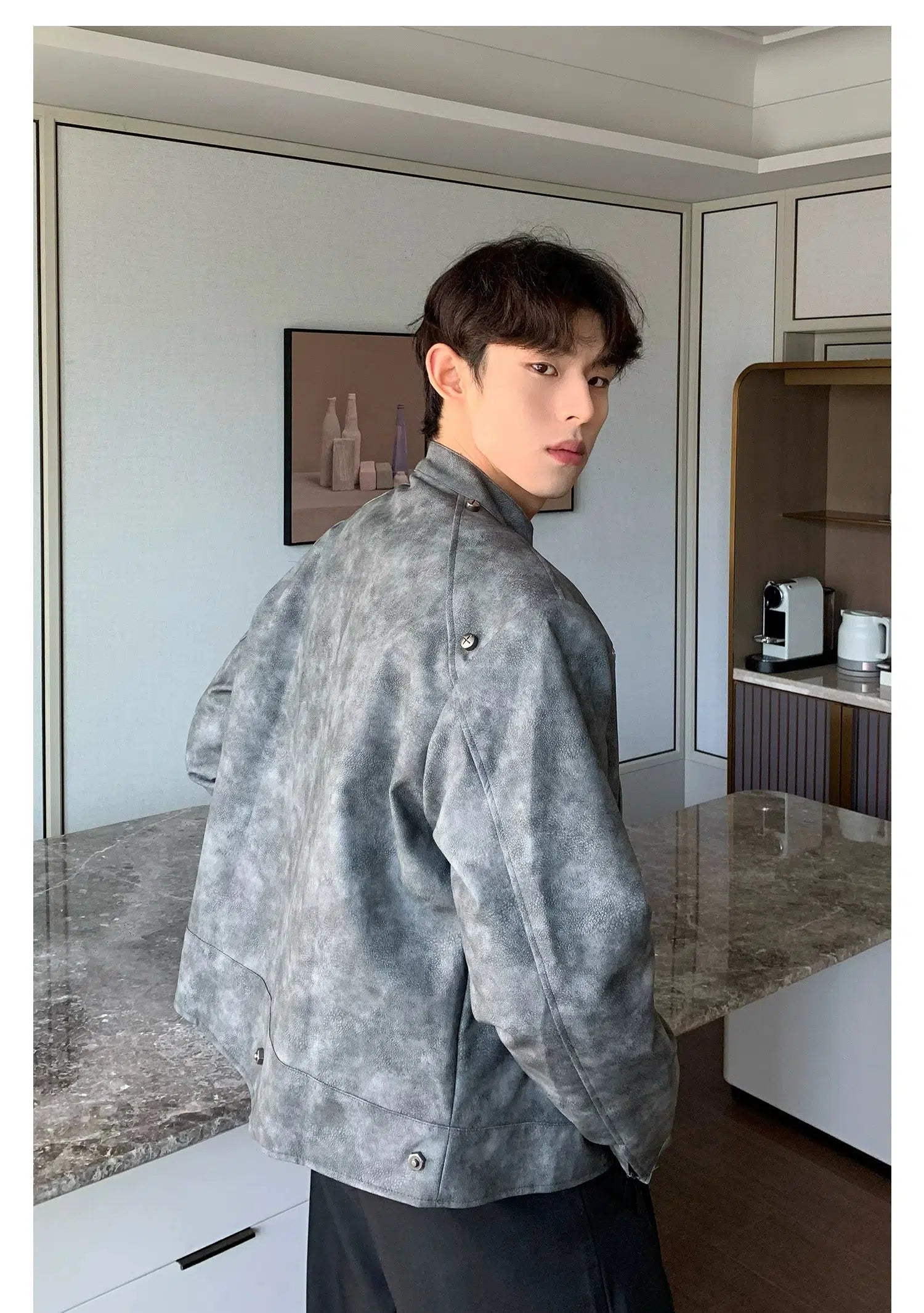 Maxct Distressed PU Leather Jacket