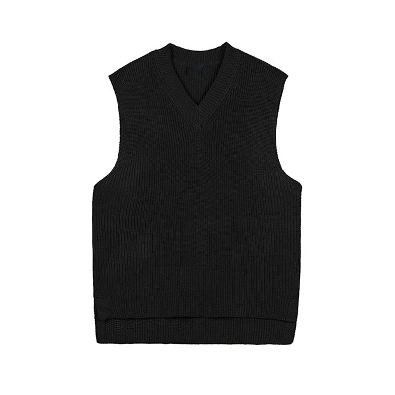 Maxct Solid V-Neck Knit Tank Top Sweater