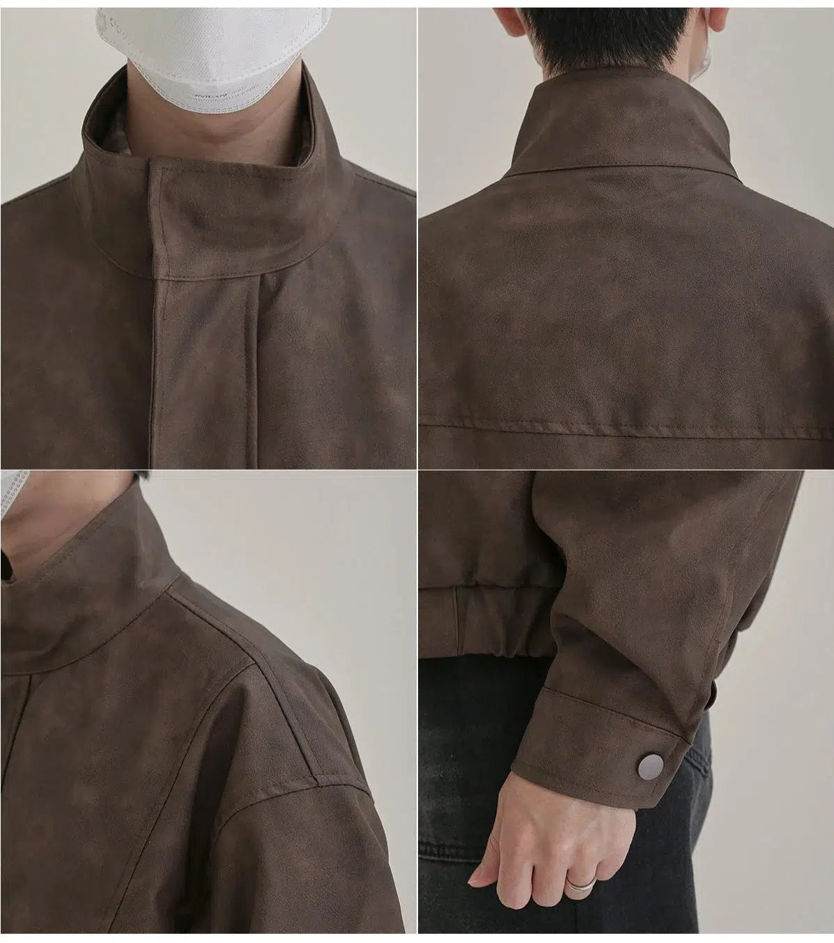 Maxct Distressed Stand Collar Leather Jacket