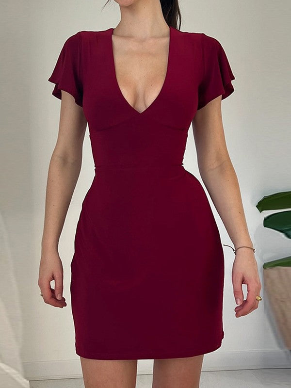 Ruffle Sleeve Bodycon Mini Dress Maxct
