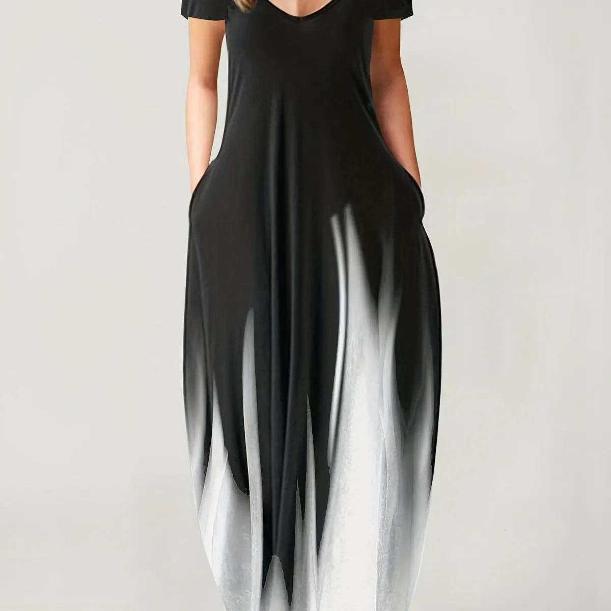 Maxct Maxct Summer Loose Print Casual Sexy Women's Dress Long Skirt Pocket Long Style Even