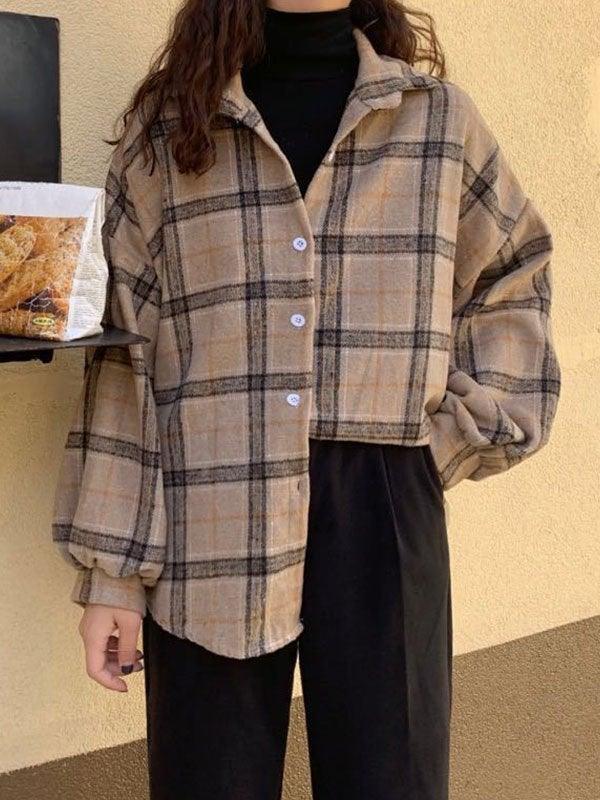 Maxct Checkered Print Button Blouse