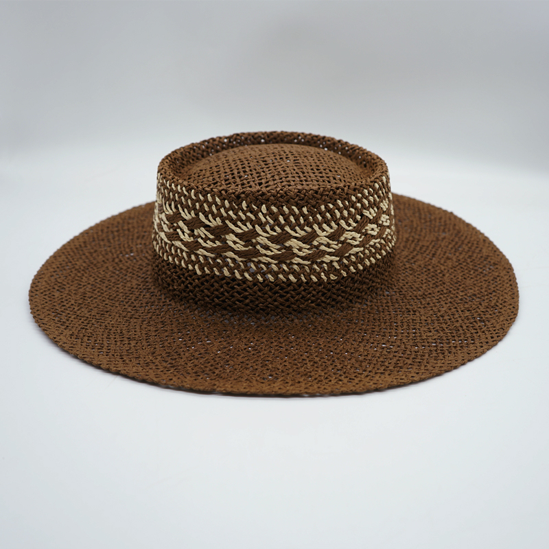Straw Hat Japanese Style Black Brown Panama Women's Beach Big Brim