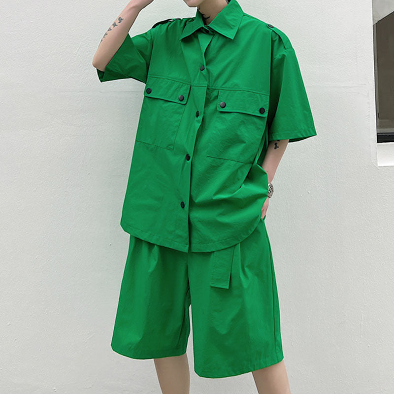 Maxct Single Breasted Shirt And Belted Shorts Set - Image 3