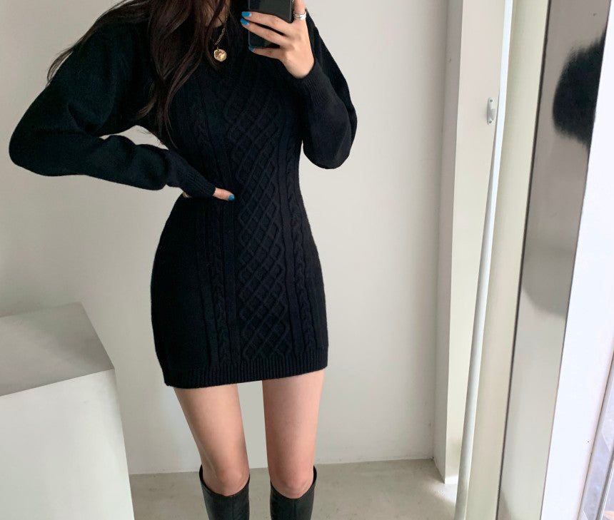 Ribbed Bodycon Mini Sweater Dress Maxct